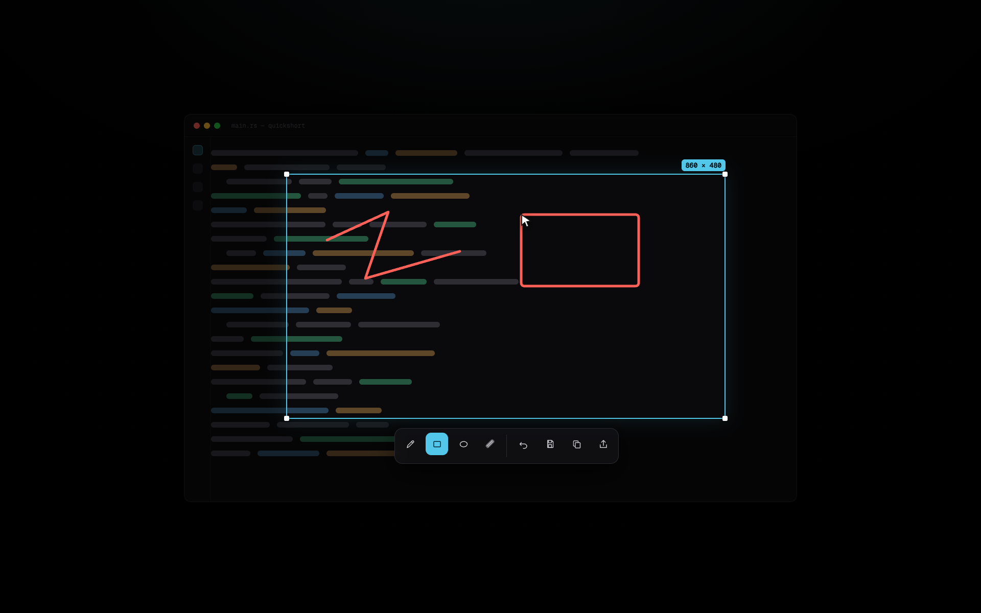 Saved capture with pixelate, rectangle and highlight annotations